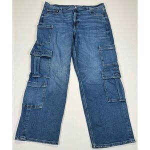 American Eagle Outfitters High-Rise Blue Cargo Jeans